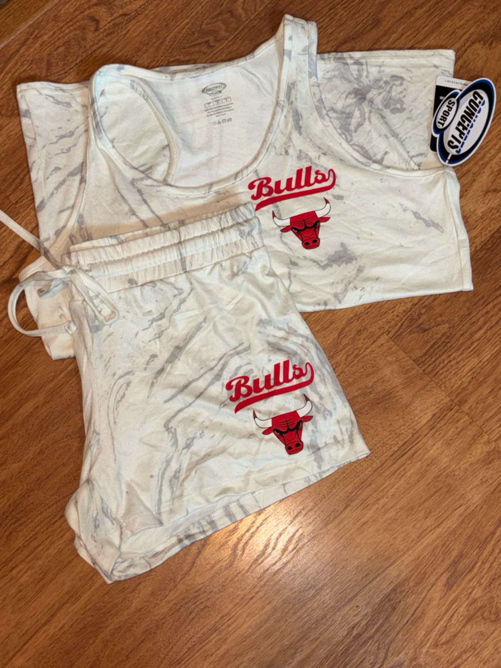 NBA Licensed Chicago Bulls Marble Print Tank & Shorts Pajama or Lounge Set